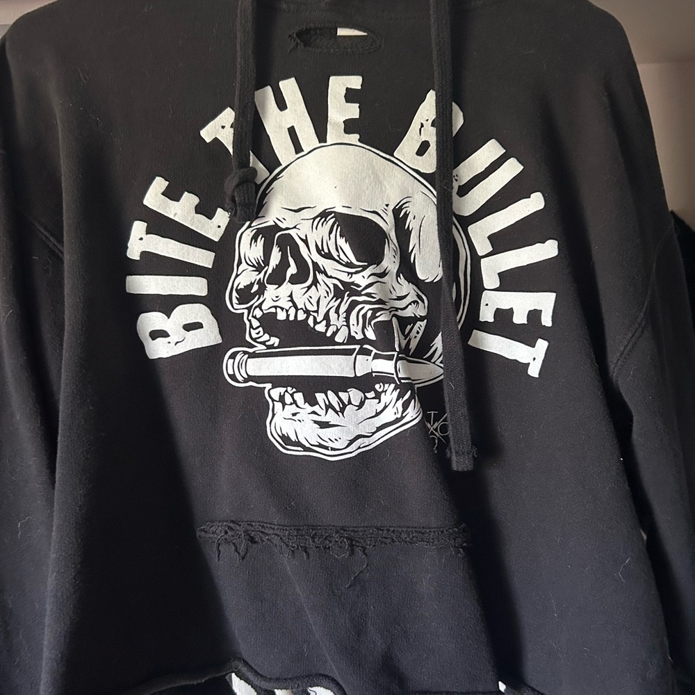 The Drive, Black 'Bite the Bullet' Graphic Hoodie